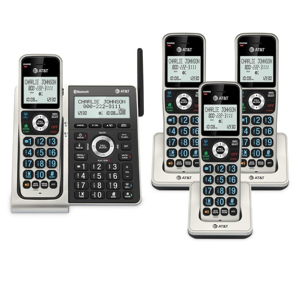 AT&T BL3107-4 4-Handset DECT 6.0 Cordless Home Phone with Bluetooth, Answerin...